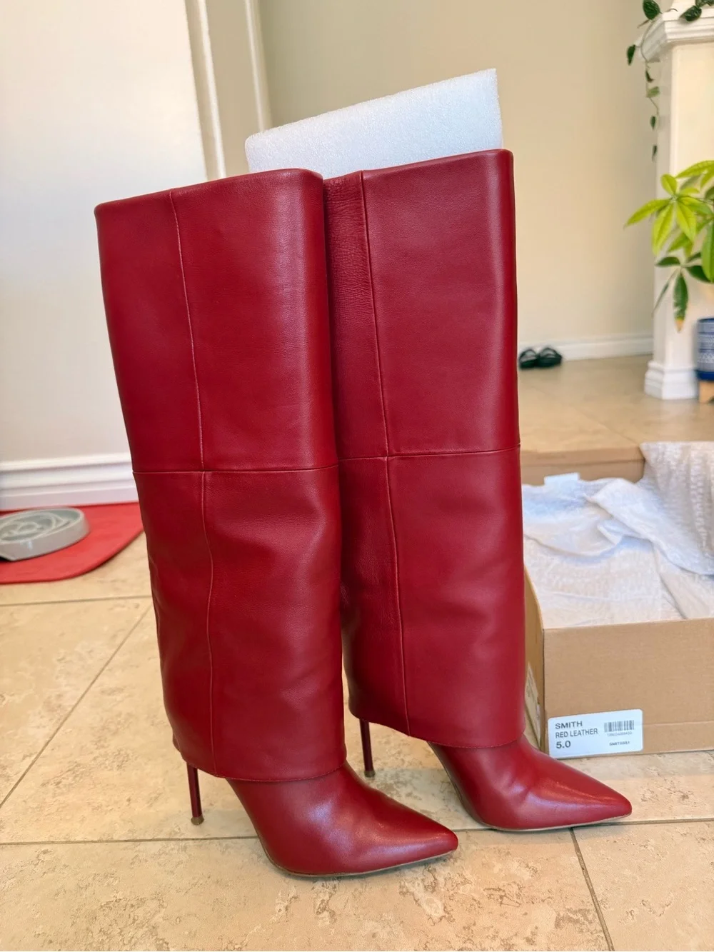 Steve Madden Red Knee-High Stiletto Boots - Women's